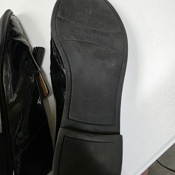 Franco Sarto Black Patent Tassel Loafers Size 10 Classic Chic Slip - Ons Preppy - Picture 7 of 10